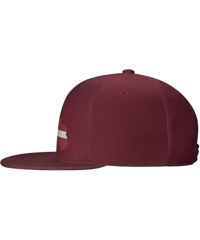 Latvia Flag Map Snapback Hat Adjustable Fashion Classic Snapback Hat for Men Women Black Dark Red $14.84 Baseball Caps