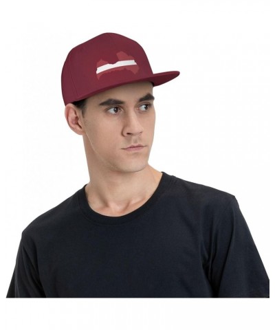 Latvia Flag Map Snapback Hat Adjustable Fashion Classic Snapback Hat for Men Women Black Dark Red $14.84 Baseball Caps