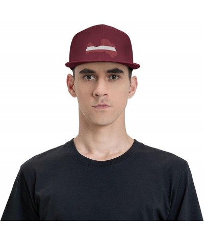 Latvia Flag Map Snapback Hat Adjustable Fashion Classic Snapback Hat for Men Women Black Dark Red $14.84 Baseball Caps