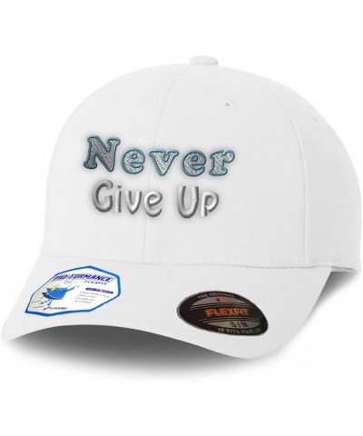 Flexfit Hats for Men & Women Never Give up Polyester Dad Hat Baseball Cap White $16.10 Baseball Caps