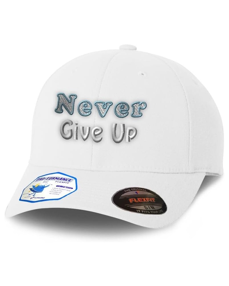 Flexfit Hats for Men & Women Never Give up Polyester Dad Hat Baseball Cap White $16.10 Baseball Caps