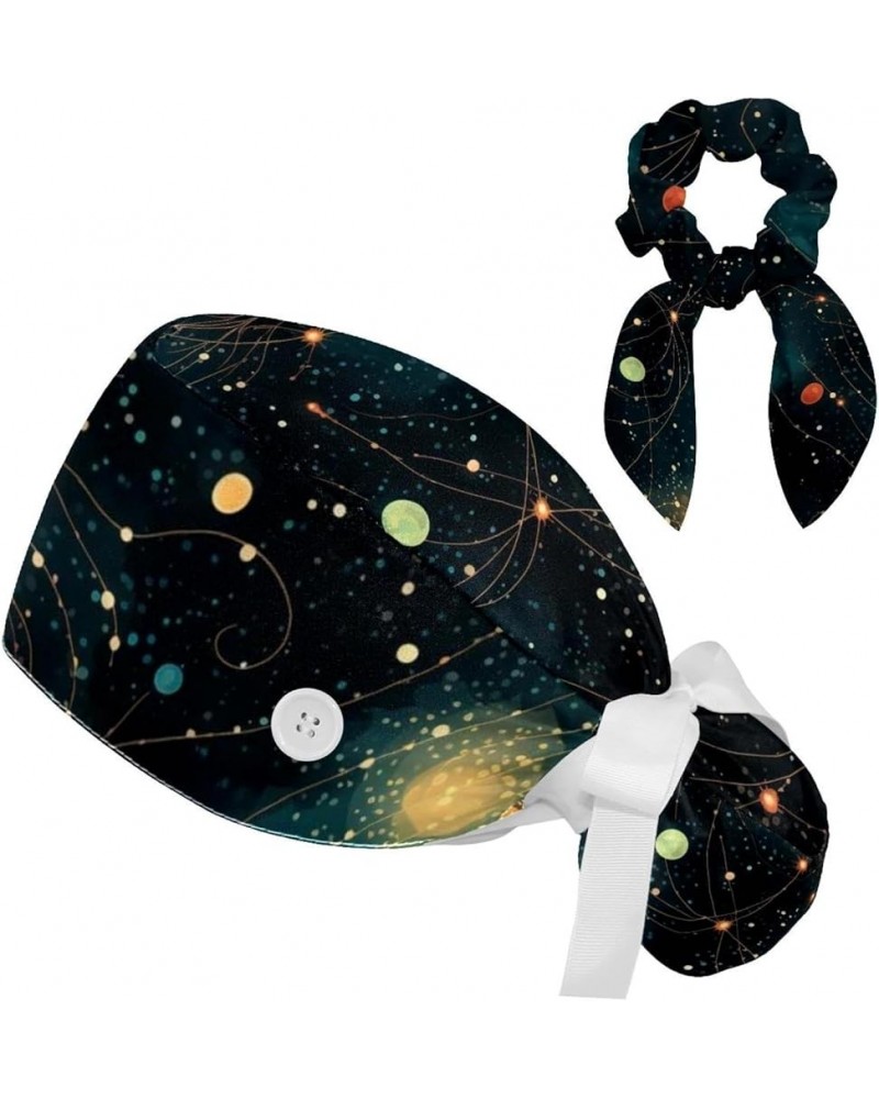 Surgical Scrub Caps Working Head Cover Starry Sky Hair Rope Bunny Hair Ribbons for Women Color 10 $10.44 Skullies & Beanies