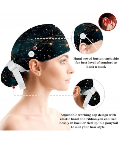 Surgical Scrub Caps Working Head Cover Starry Sky Hair Rope Bunny Hair Ribbons for Women Color 10 $10.44 Skullies & Beanies