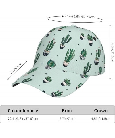 Green Cactus Print Unisex Baseball Cap,Unisex Hats Cool Adjustable Hat Men Women Teens Green Cactus $11.63 Baseball Caps