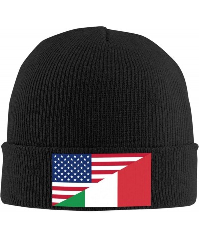 American Half Italian Flag Cozy Knitted Hat for Winter - Warm Comfort Black Black $12.74 Skullies & Beanies