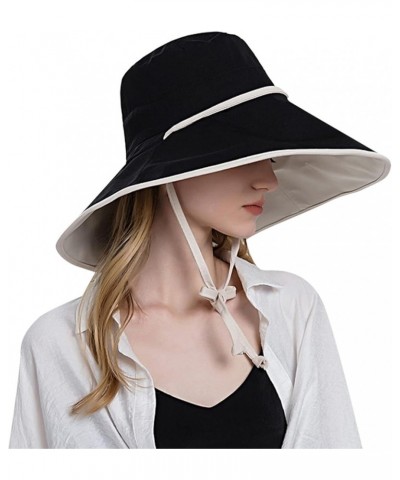 Women Outdoor Sunscreen Sun Hat All Tethered Double Sided Large Brimmed Sun Hat Bag for Women Beach A-black $14.82 Sun Hats