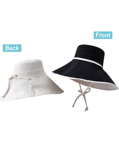 Women Outdoor Sunscreen Sun Hat All Tethered Double Sided Large Brimmed Sun Hat Bag for Women Beach A-black $14.82 Sun Hats