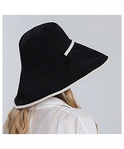 Women Outdoor Sunscreen Sun Hat All Tethered Double Sided Large Brimmed Sun Hat Bag for Women Beach A-black $14.82 Sun Hats