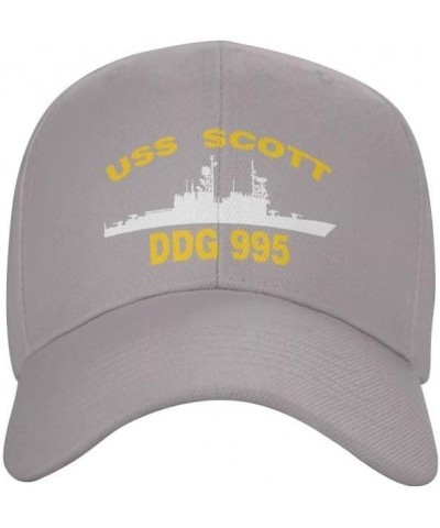 USS Scott DDG 995 Flag-Baseball Caps-Denim Hats Cowboy Knit hat Fisherman's hat Gray $15.84 Baseball Caps