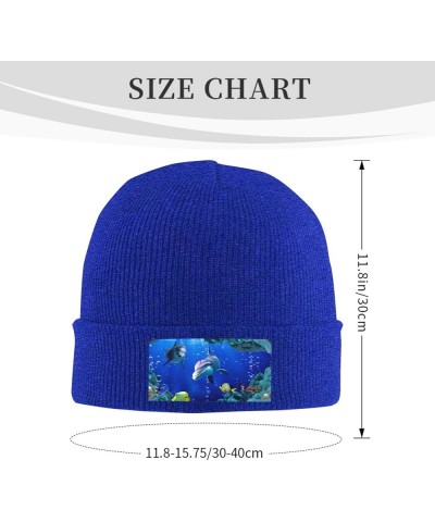 3D Underwater World Fish Dolphi Print Knitted Hat Adult Beanie Hat,Elastic Brimless Cap, Doudou Hat Christmas,Birthdays Blue ...