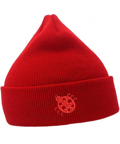 Men's Casual Winter Knit Hat Embroidered Beanie for Coccinellidae Embroidery Unisex Beanies Hats Red Acrylic $12.99 Skullies ...