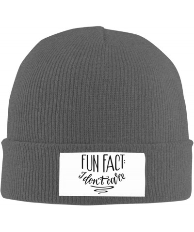 Beanie Fun Fact I Don't Care Beanie Hat Women Skull Cap Men Knit Hat Winter Slouchy Hat Knitted Hat Hedging Cap Black Deep He...