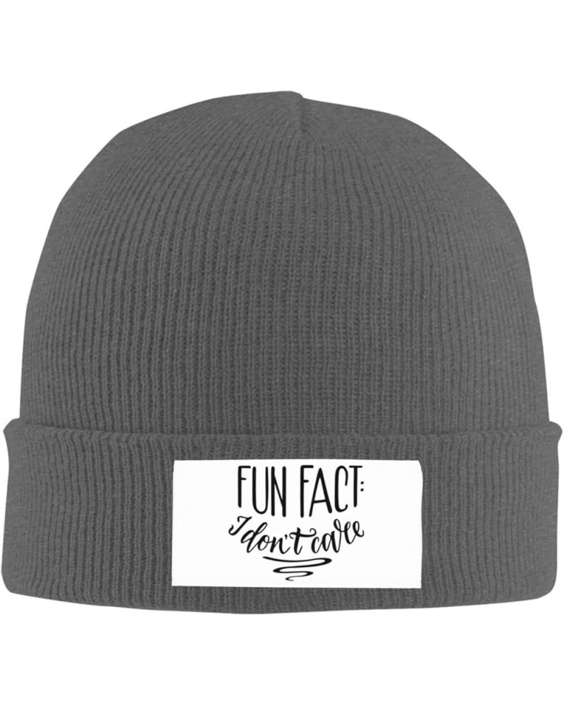 Beanie Fun Fact I Don't Care Beanie Hat Women Skull Cap Men Knit Hat Winter Slouchy Hat Knitted Hat Hedging Cap Black Deep He...