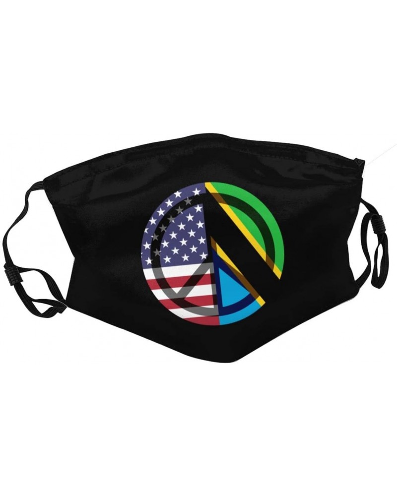 Peace Forever for America and Tanzania Face Mask Double-Sided Printing Reusable Adjustable Universal Dust Mask Unisex Masks B...