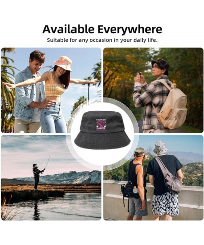 I Support Cancer Awareness Bucket Hat for Women Men Summer Travel Sun Hat Outdoor Cap Funny Bucket Hats Black $12.48 Bucket Hats