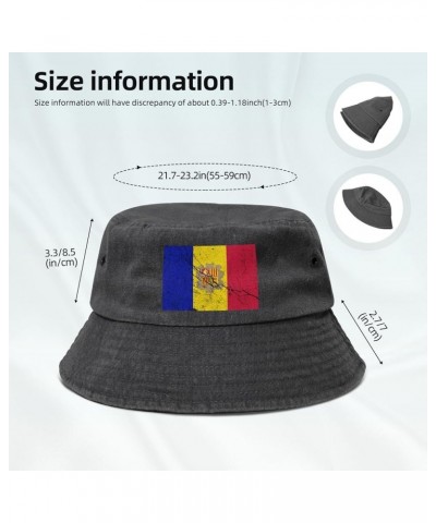 Flag of Andorra Texture Effect Bucket Hat for Women Men Summer Travel Sun Hat Outdoor Cap Funny Bucket Hats Black $10.48 Buck...