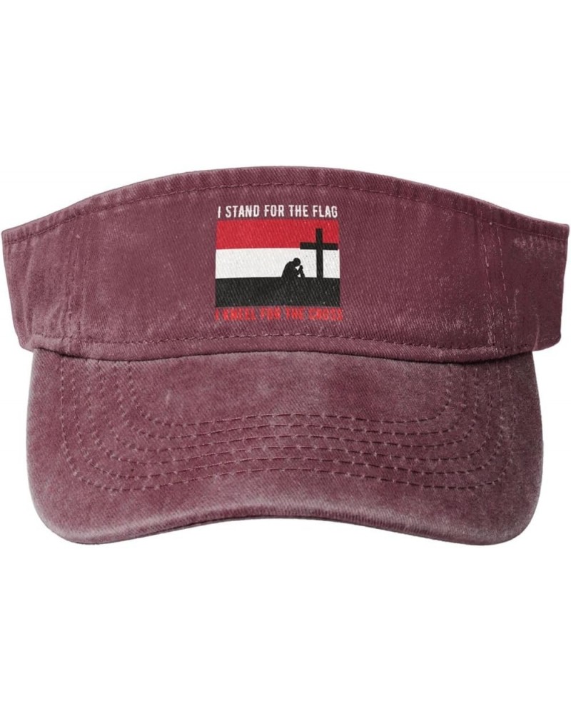 I Stand for The Yemen Flag and I Kneel for The Cross Sun Visor Hats for Women Men Adjustable Sports Sun Hats Cotton Golf Cap ...