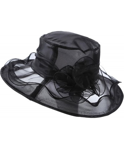 Fascinator Hat for Women Cocktail Tea Party Wide Brim Bridal Floral Wedding 20s 50s Vintage Hat B2-black $9.17 Visors