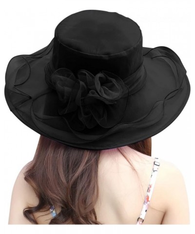 Fascinator Hat for Women Cocktail Tea Party Wide Brim Bridal Floral Wedding 20s 50s Vintage Hat B2-black $9.17 Visors