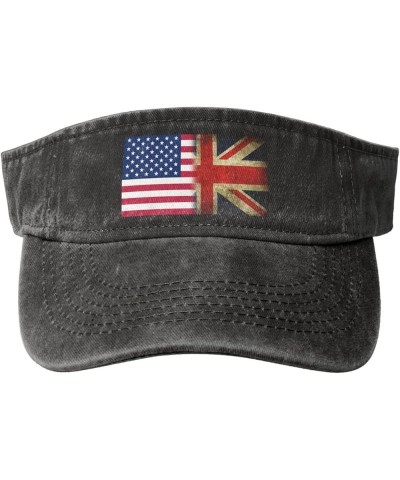 America Flag and Britain Flags Sport Sun Visor Hat Cotton Ball Caps Empty Top Baseball Sun Cap Black $13.33 Visors