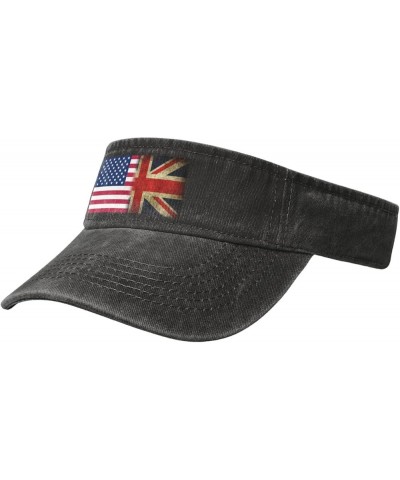 America Flag and Britain Flags Sport Sun Visor Hat Cotton Ball Caps Empty Top Baseball Sun Cap Black $13.33 Visors