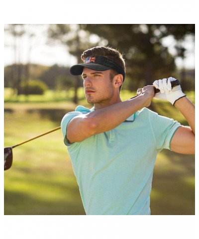 America Flag and Britain Flags Sport Sun Visor Hat Cotton Ball Caps Empty Top Baseball Sun Cap Black $13.33 Visors