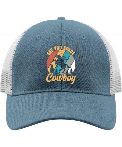 Dad Hat See You Space Cowboy- for Cowboy Lovers Baseball Caps for Men Graphic Caps Adjustable Skyblue $9.20 Cowboy Hats