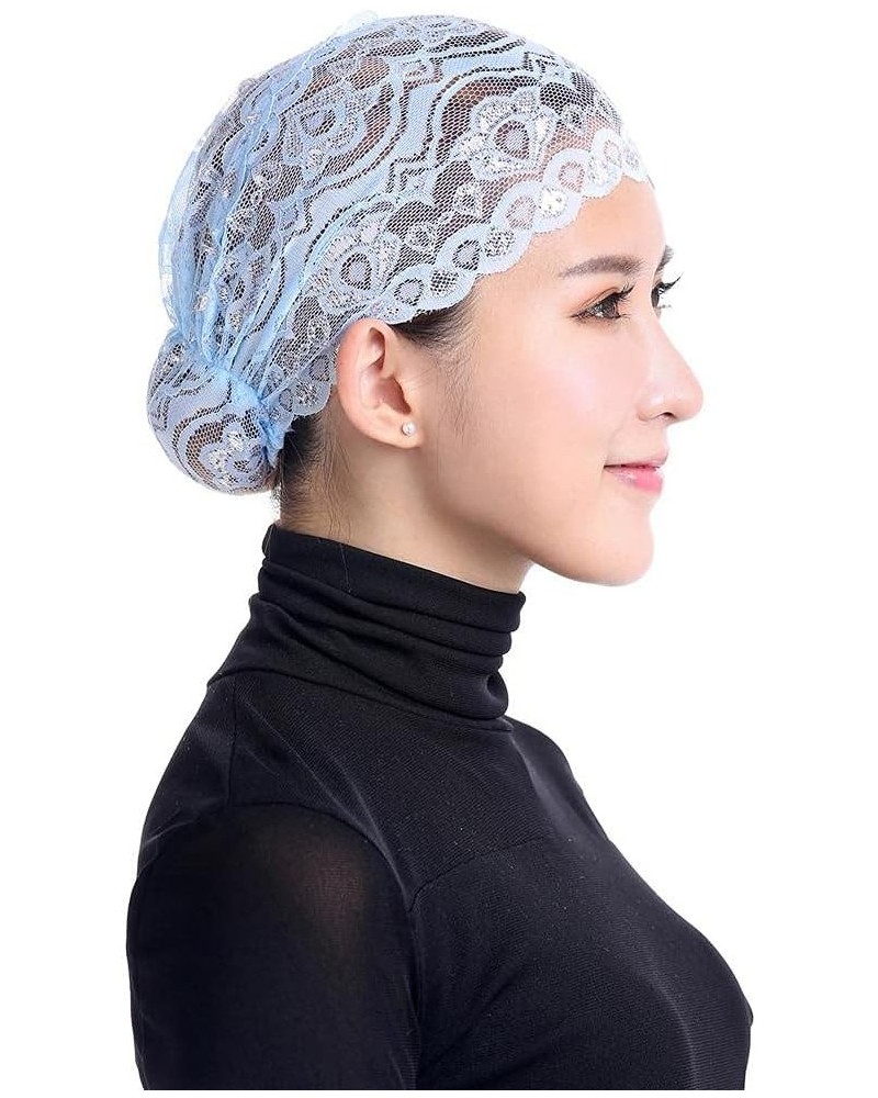 Women's Beanie Hat Breathable Lace Slouchy Stretch Muslim Chemo Head Scarf Chemo Cap Hair Loss Hat Kitchen Sky Blue $8.39 Sku...