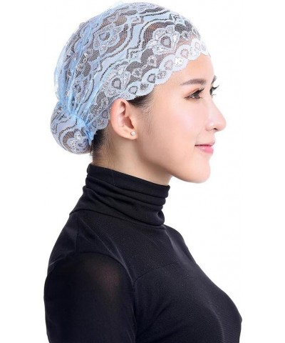 Women's Beanie Hat Breathable Lace Slouchy Stretch Muslim Chemo Head Scarf Chemo Cap Hair Loss Hat Kitchen Sky Blue $8.39 Sku...