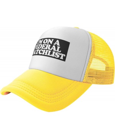 I'm ON A Federal WATCHLIST Men's Baseball Cap Retro Dad Hat Adjustable Yellow $9.04 Baseball Caps