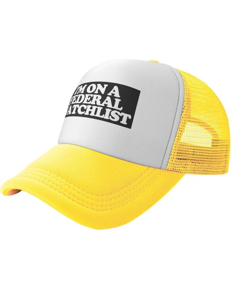 I'm ON A Federal WATCHLIST Men's Baseball Cap Retro Dad Hat Adjustable Yellow $9.04 Baseball Caps