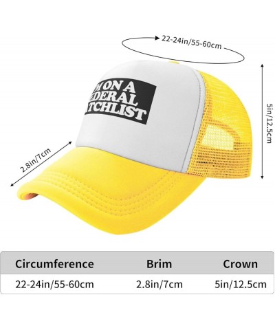 I'm ON A Federal WATCHLIST Men's Baseball Cap Retro Dad Hat Adjustable Yellow $9.04 Baseball Caps