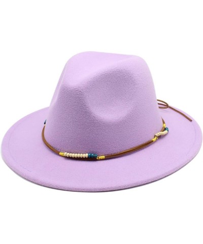 Women's Fedora Hat Wide Brim Felt Jazz Hat with Rope Solid Color Panama Hat Casual Cloche Hats Crushable Coffee1 $18.28 Fedoras