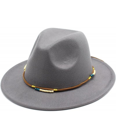 Women's Fedora Hat Wide Brim Felt Jazz Hat with Rope Solid Color Panama Hat Casual Cloche Hats Crushable Coffee1 $18.28 Fedoras