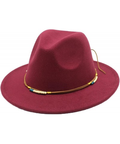 Women's Fedora Hat Wide Brim Felt Jazz Hat with Rope Solid Color Panama Hat Casual Cloche Hats Crushable Coffee1 $18.28 Fedoras