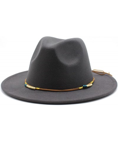 Women's Fedora Hat Wide Brim Felt Jazz Hat with Rope Solid Color Panama Hat Casual Cloche Hats Crushable Coffee1 $18.28 Fedoras