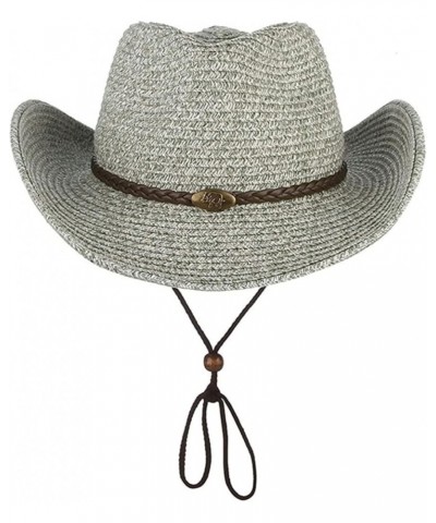 Straw Cowboy Hats for Women Fine Braid Classic Wide Brim Windproof Rope Cowgirl Hat for Summer Beach Sun Protection Khaki $13...