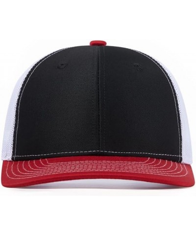 Custom Mesh Back Trucker Hat with Personalized Logo & Text Front & Back for Men Women– Customize Your Own Unique Ha Red-black...