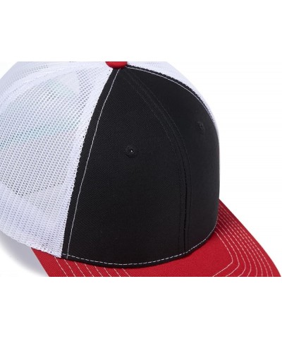 Custom Mesh Back Trucker Hat with Personalized Logo & Text Front & Back for Men Women– Customize Your Own Unique Ha Red-black...