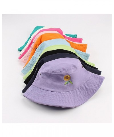 Cute Sunflowers Embroidered Bucket Hat Summer Beach Travel Fisherman Cap for Women Gift Orange $9.43 Bucket Hats