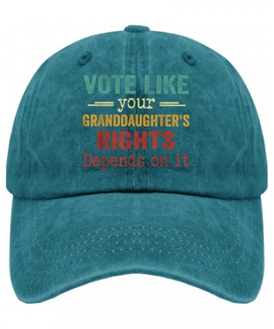 Vote Hats Vote Like Your Granddaughter's Rights Depend On It Hat for Womens Men Pigment Black Birthday Cyan Blue $13.79 Cowbo...