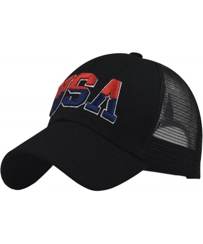 Women Men Summer Baseball Caps Flag Embroidery Color Patchwork Hat Relaxed Adjustable Mesh Back Sun Cap Black $8.13 Baseball ...