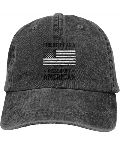 I Identifys As A Pissed Off American Cowboy Hat Men Vintage Baseball Cap Women Trucker Hat Dad Hat Snapback Hat Black Black $...