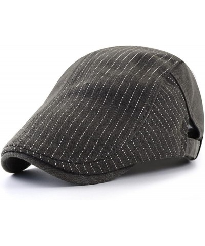 Fashion Striped Newsboy Cap for Men Casual All-Match Flat Gatsby Hat Golf Hunting Driving Cabbie Berets Hats (Color : Dark Bl...