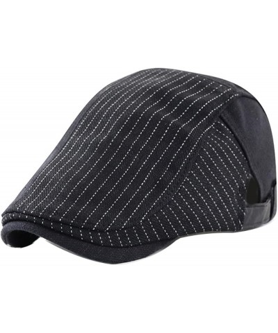 Fashion Striped Newsboy Cap for Men Casual All-Match Flat Gatsby Hat Golf Hunting Driving Cabbie Berets Hats (Color : Dark Bl...