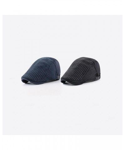 Fashion Striped Newsboy Cap for Men Casual All-Match Flat Gatsby Hat Golf Hunting Driving Cabbie Berets Hats (Color : Dark Bl...