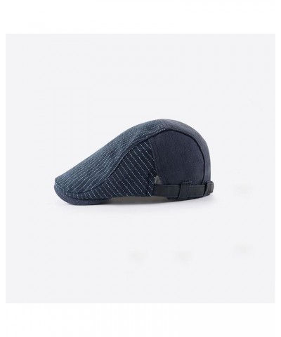 Fashion Striped Newsboy Cap for Men Casual All-Match Flat Gatsby Hat Golf Hunting Driving Cabbie Berets Hats (Color : Dark Bl...