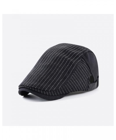 Fashion Striped Newsboy Cap for Men Casual All-Match Flat Gatsby Hat Golf Hunting Driving Cabbie Berets Hats (Color : Dark Bl...