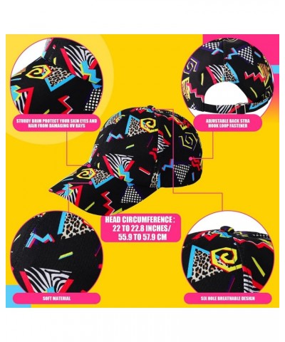 2 Pcs 80s 90s Retro Baseball Caps 3D Print Hats 80s Vintage Hat Men Women Adjustable Neon Cap for Beach Disco Party Black, Gr...