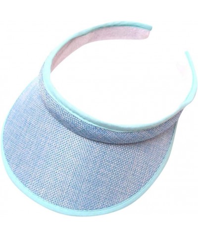 Sun Visor Hats for Women Women Wide Brim Empty Top Tennis Hats Summer Hats for Women Beach Baseball Cap Sky Blue $5.25 Visors